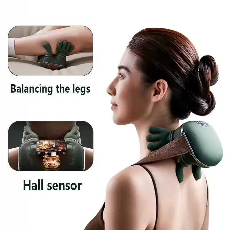 Portable Neck, Shoulder & Back Massager – 4D Kneading with Adjustable Heat and Straps