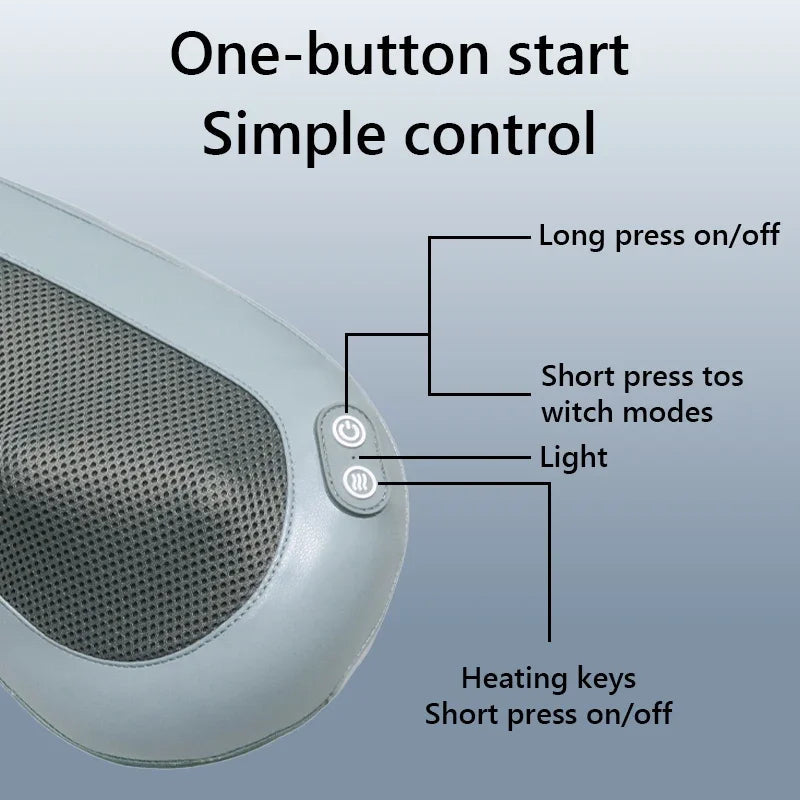 Heated Vibration Neck Pillow Massager with Remote Control – Peacock Blue